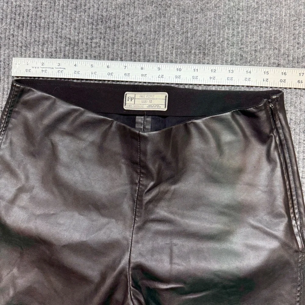 Black Vegan Leather Pants 12‎ Ankle Zip Moto Streetwear Chic Fitted  Free People
